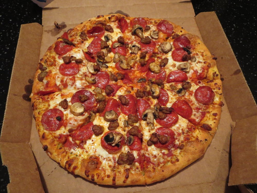 Pepperoni And Sausage Pizza
 three topping pizza Pepperoni sausage mushroom