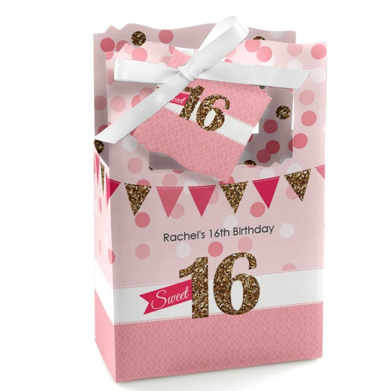 Personalized Birthday Decorations
 Sweet 16 Favor Boxes Custom Birthday Party Supplies Set of