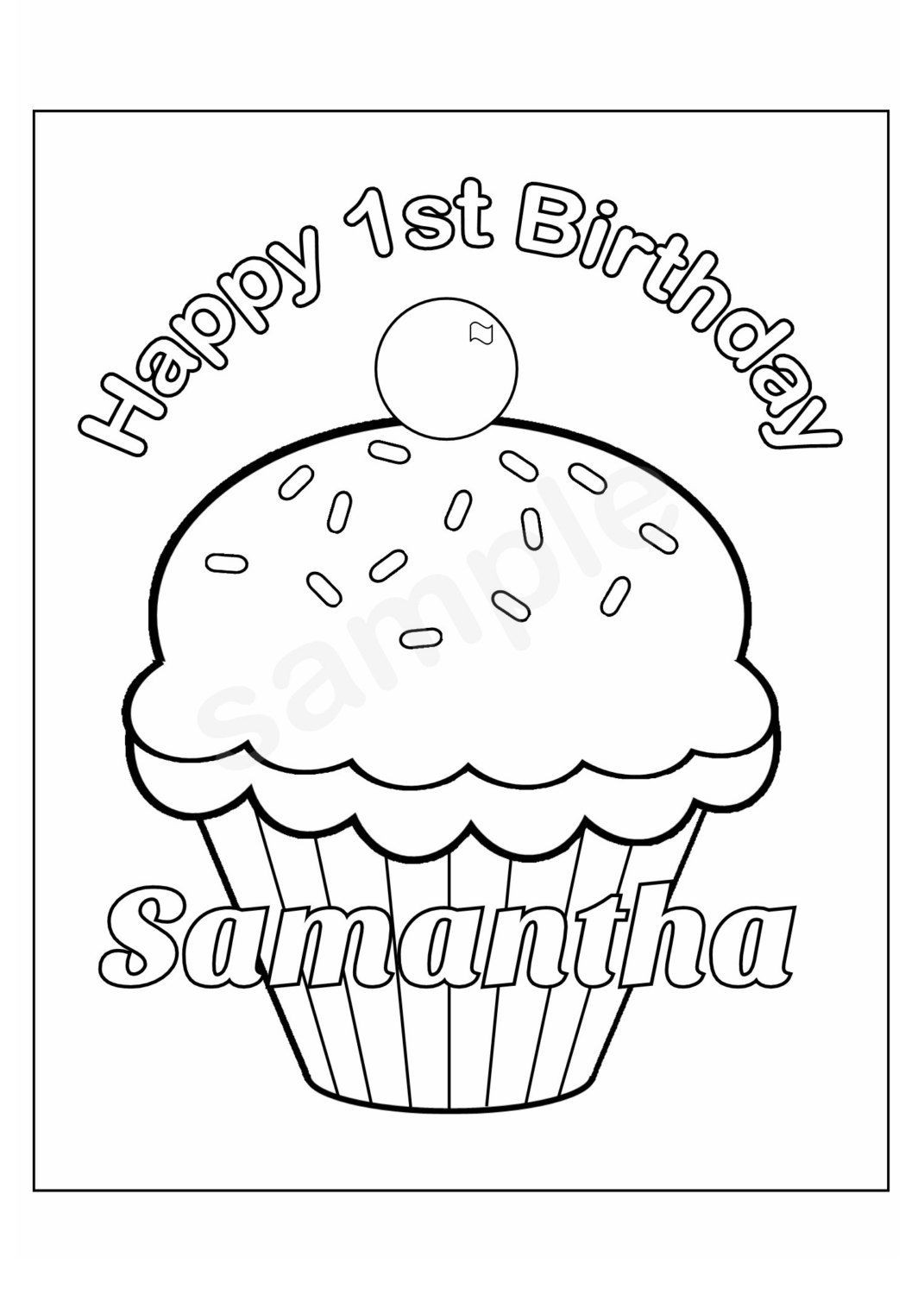 Personalized Coloring Books For Kids
 Personalized Printable Birthday Cupcake cup cake Party