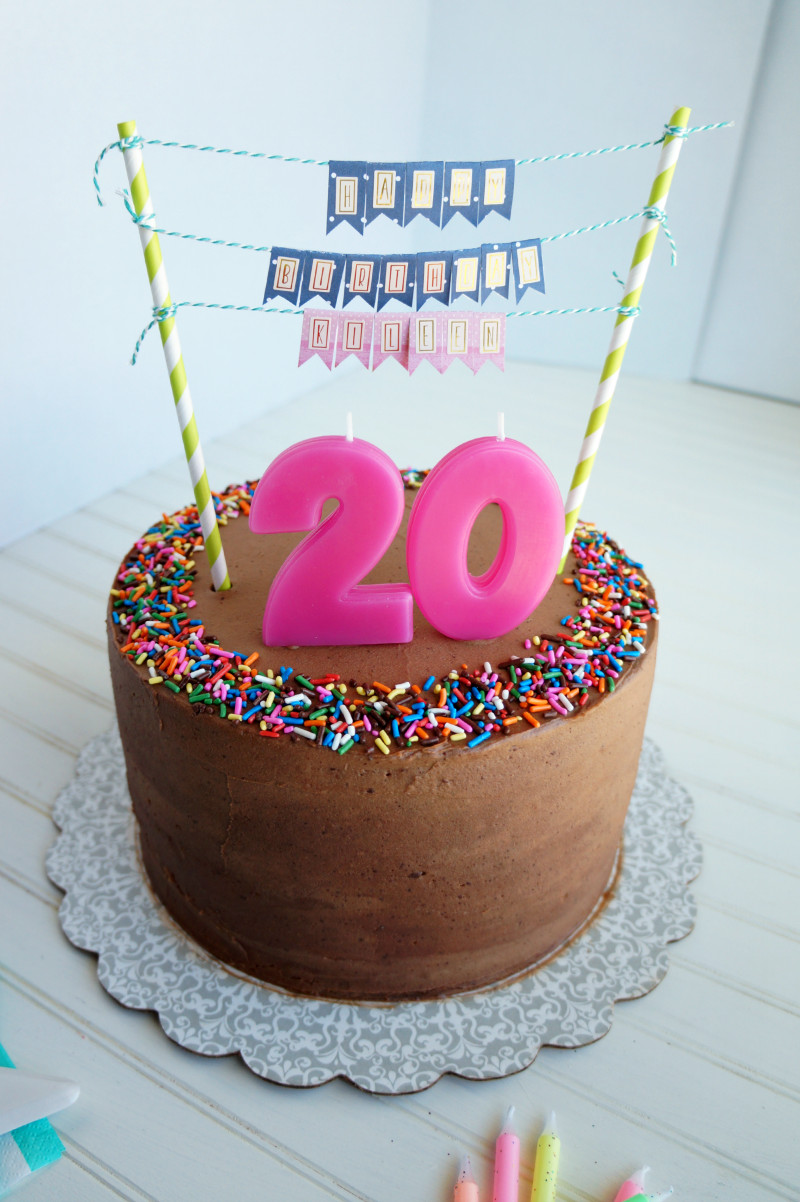 Photo Birthday Cake
 20th birthday chocolate confetti cake