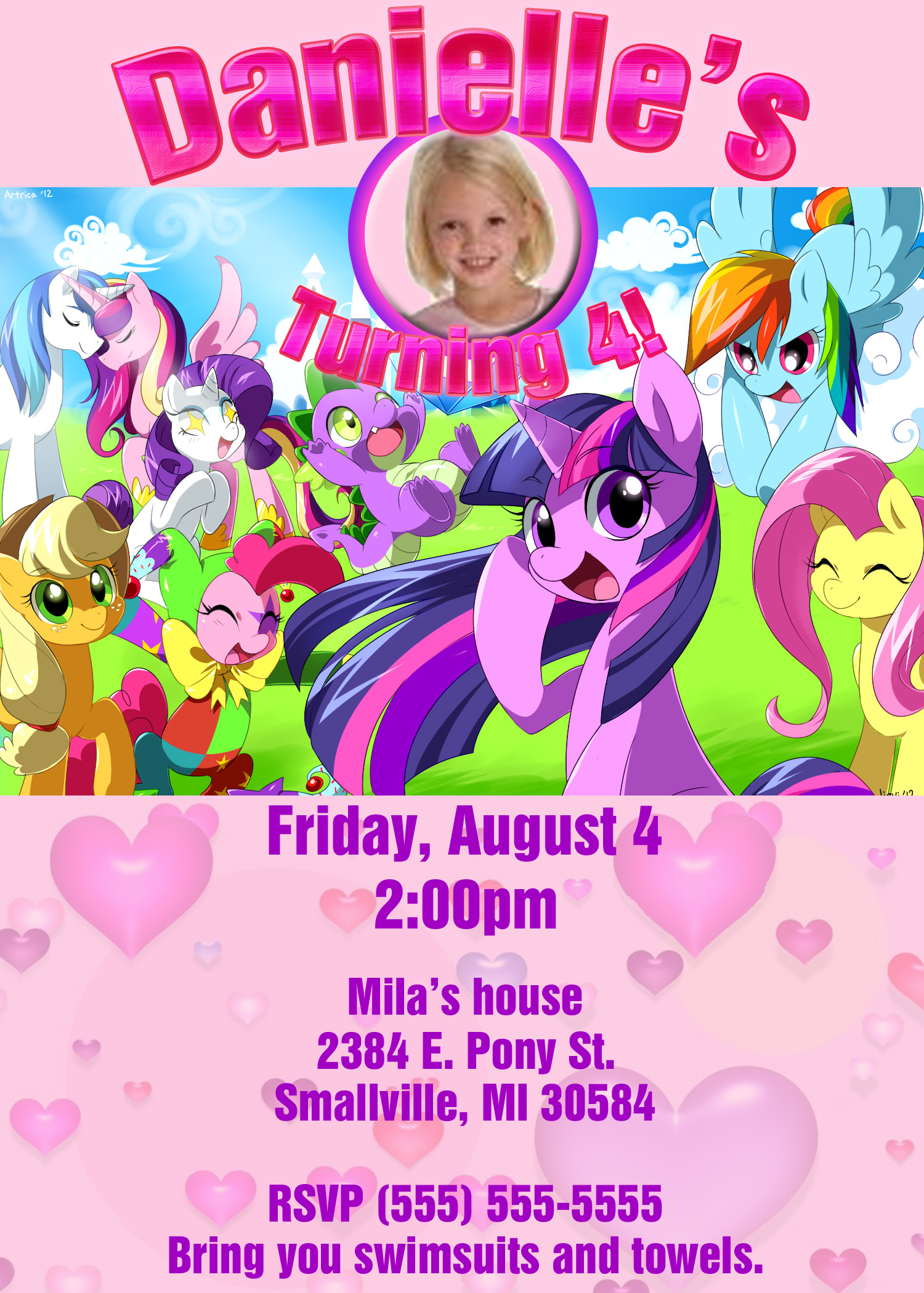 Picture Birthday Invitations
 FREE Printable My Little Pony birthday invitations