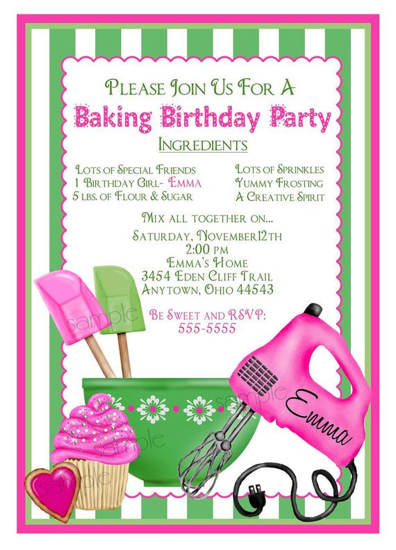 Picture Birthday Invitations
 Baking Birthday Party Invitations Shabby by