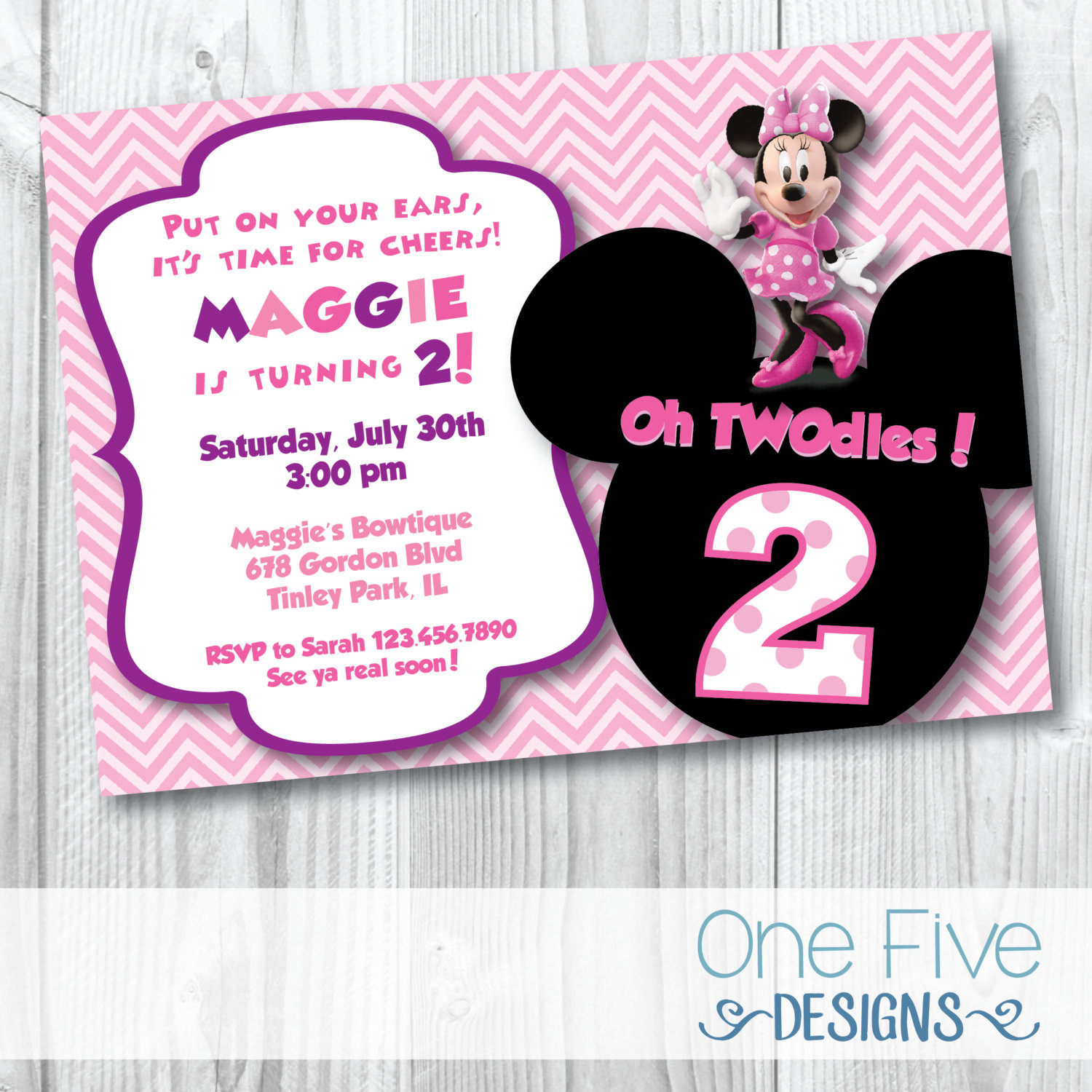 Picture Birthday Invitations
 Minnie Mouse Oh TWOdles Birthday Party Invitation