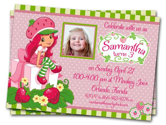 Picture Birthday Invitations
 Items similar to Strawberry Shortcake Birthday Invitations