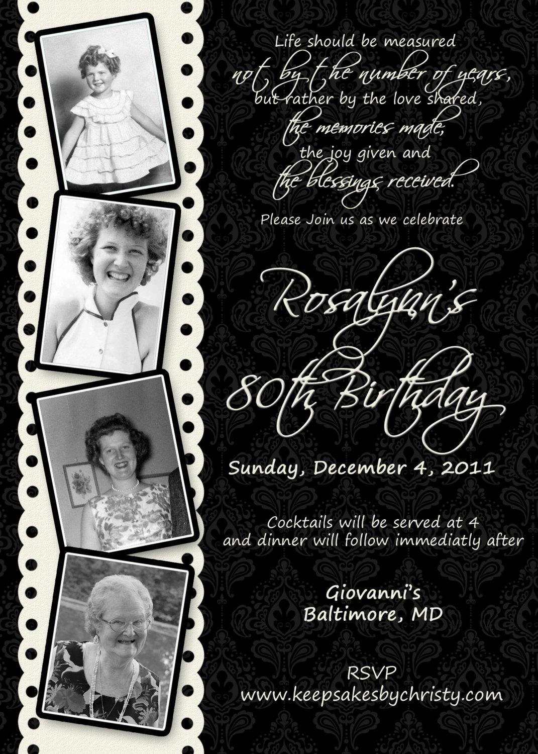 Picture Birthday Invitations
 15 Sample 80th birthday invitations Templates Ideas