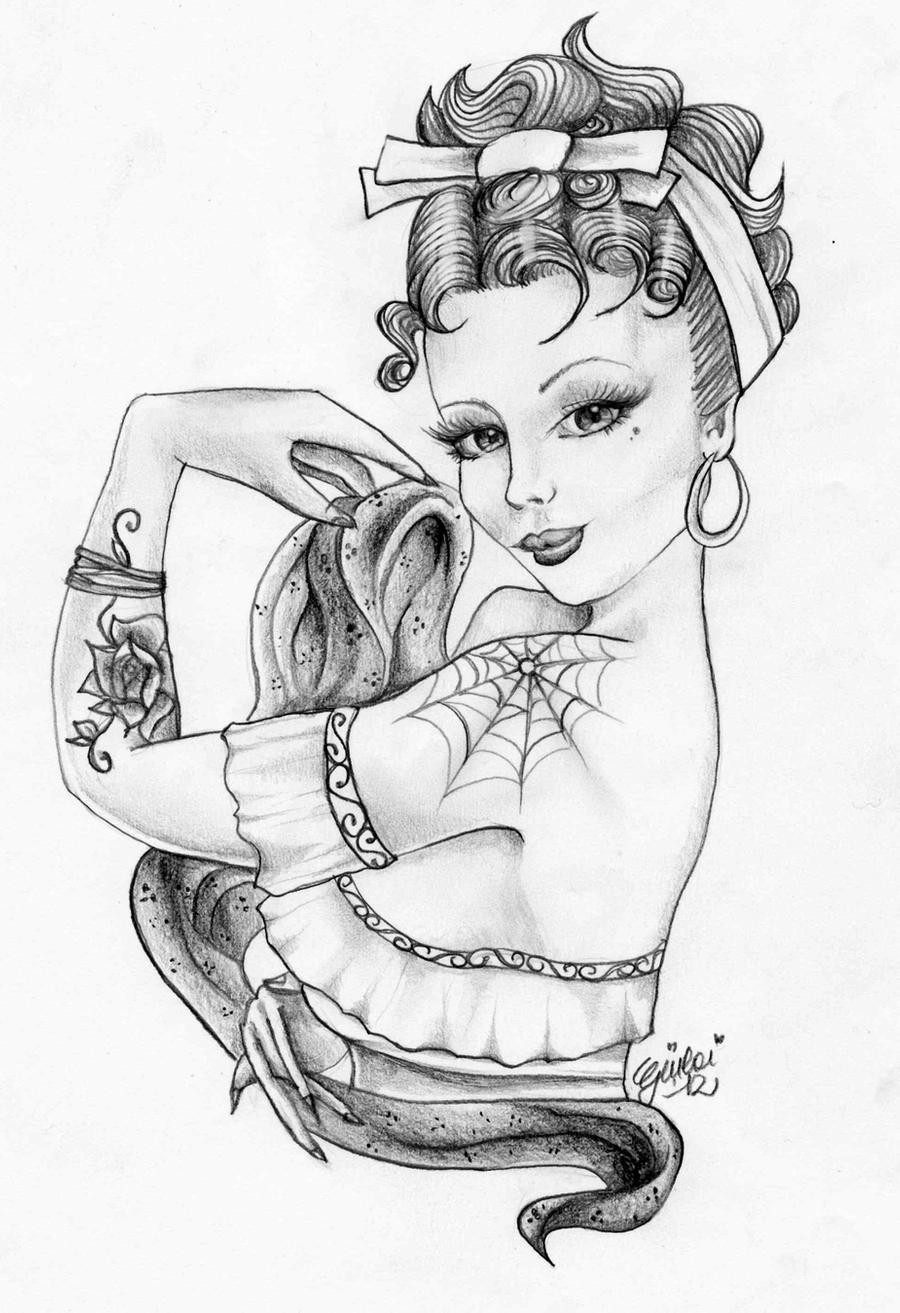 Pin Up Girls Coloring Book
 pin up tattoo by GiulaiBloomLust on DeviantArt