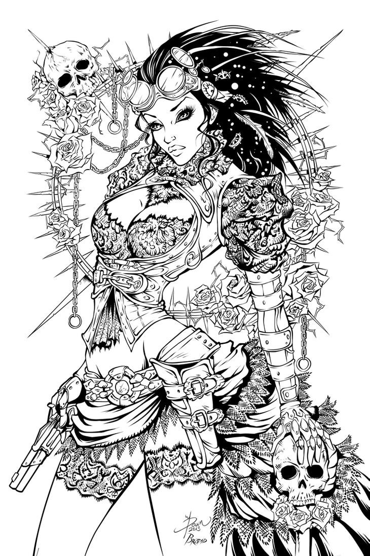 Pin Up Girls Coloring Pages
 Lady Mechanika Inks by Fendiin on DeviantArt