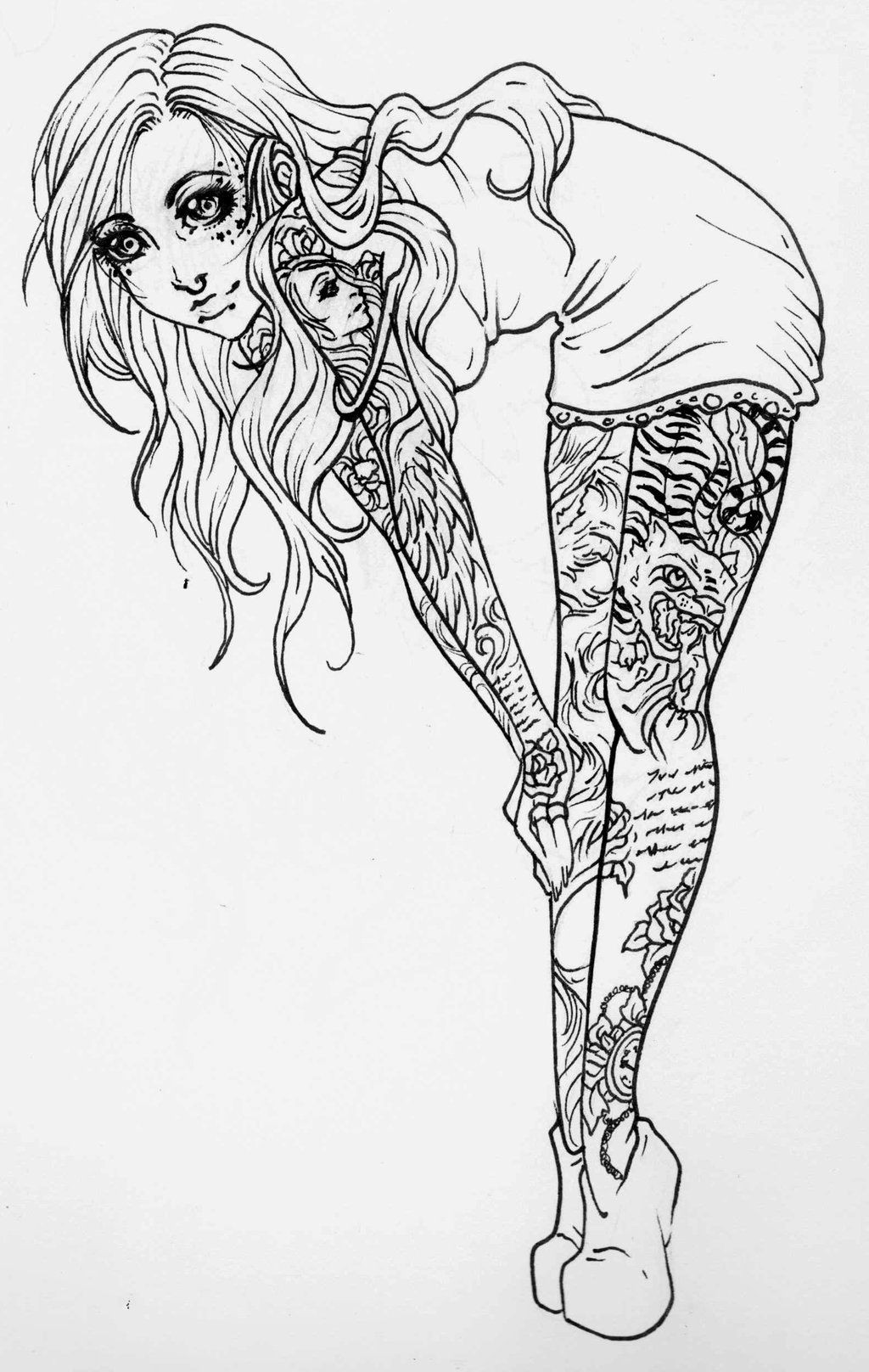 Pin Up Girls Coloring Pages
 pin up girl tattoo designs Google Search
