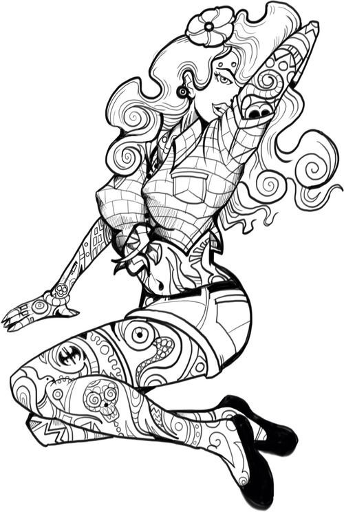 Pin Up Girls Coloring Pages
 28 best images about tattoo designs on Pinterest