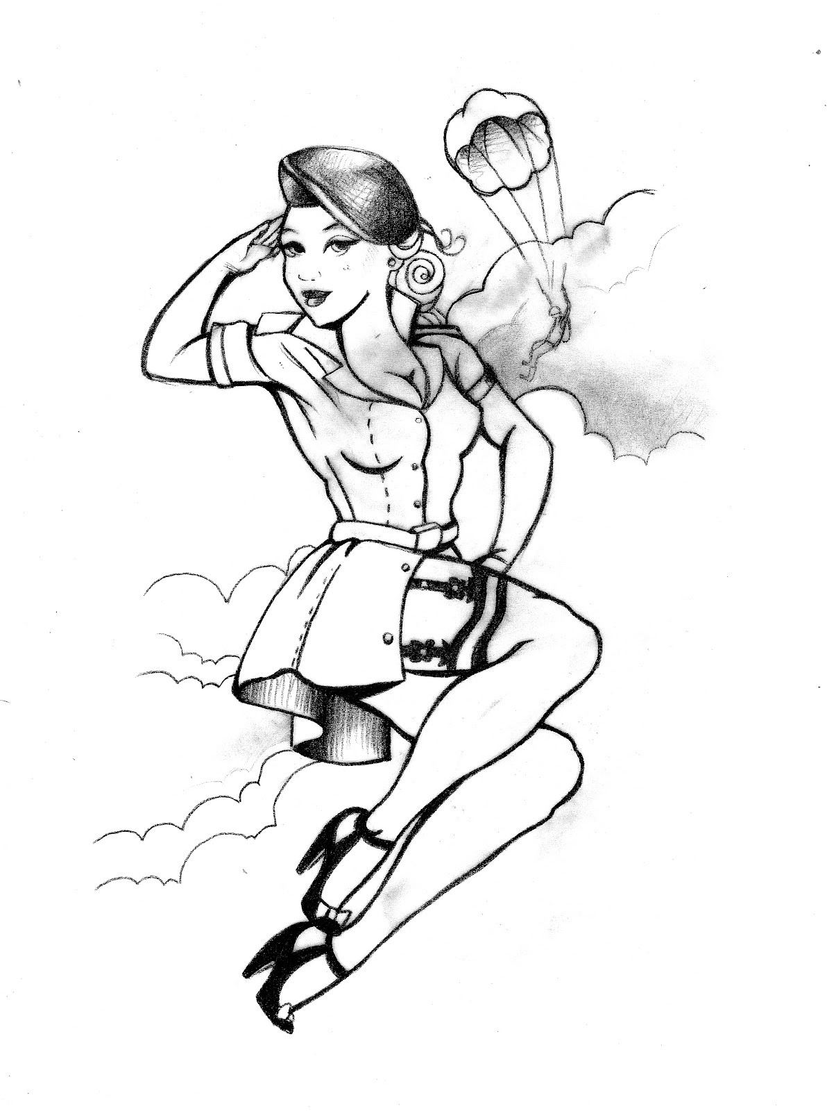 Pin Up Girls Coloring Pages
 Betta Tattoo Bocetos Ideas