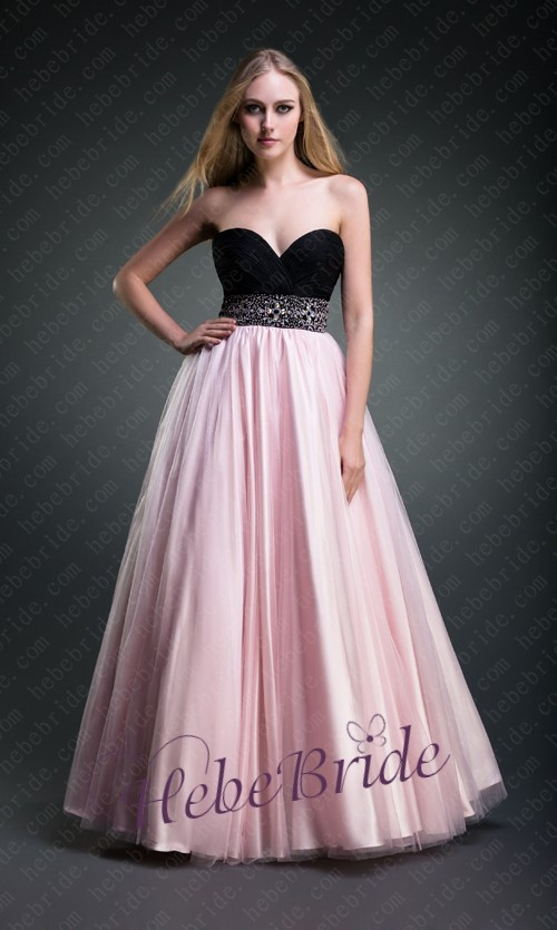 Pink And Black Wedding Dresses
 Black and Pink Strapless Sweetheart Empire A line Prom