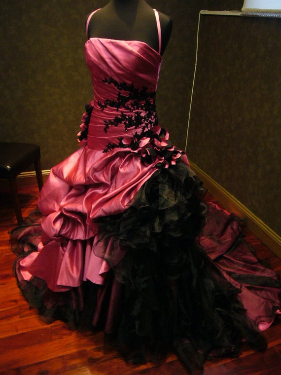 Pink And Black Wedding Dresses
 Stunning Pink and Black Wedding Dress by WeddingDressFantasy