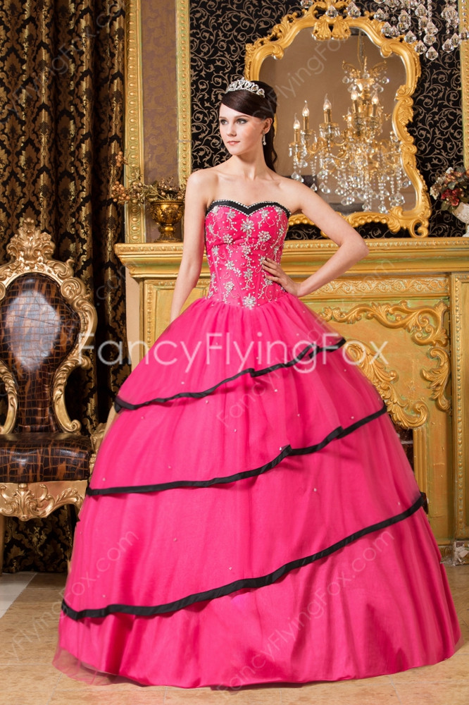 Pink And Black Wedding Dresses
 Beautiful Black And Hot Pink Sweetheart Ball Gown Floor