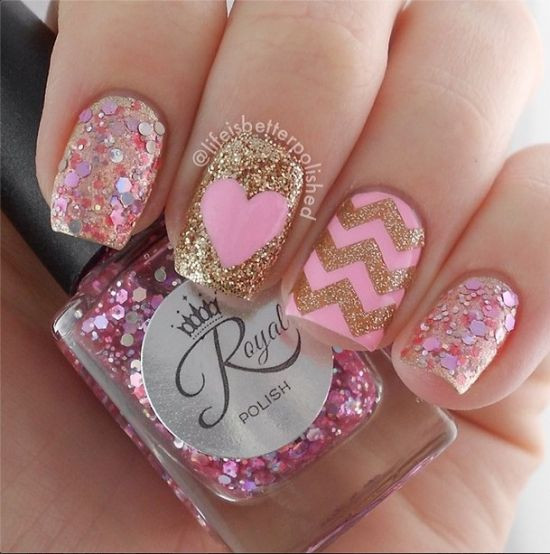Pink And Glitter Nail Designs
 37 Beautiful Pink Glitter Nail Art Ideas