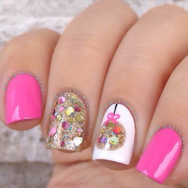 Pink And Glitter Nail Designs
 40 Nail Designs with Glitter and Bling