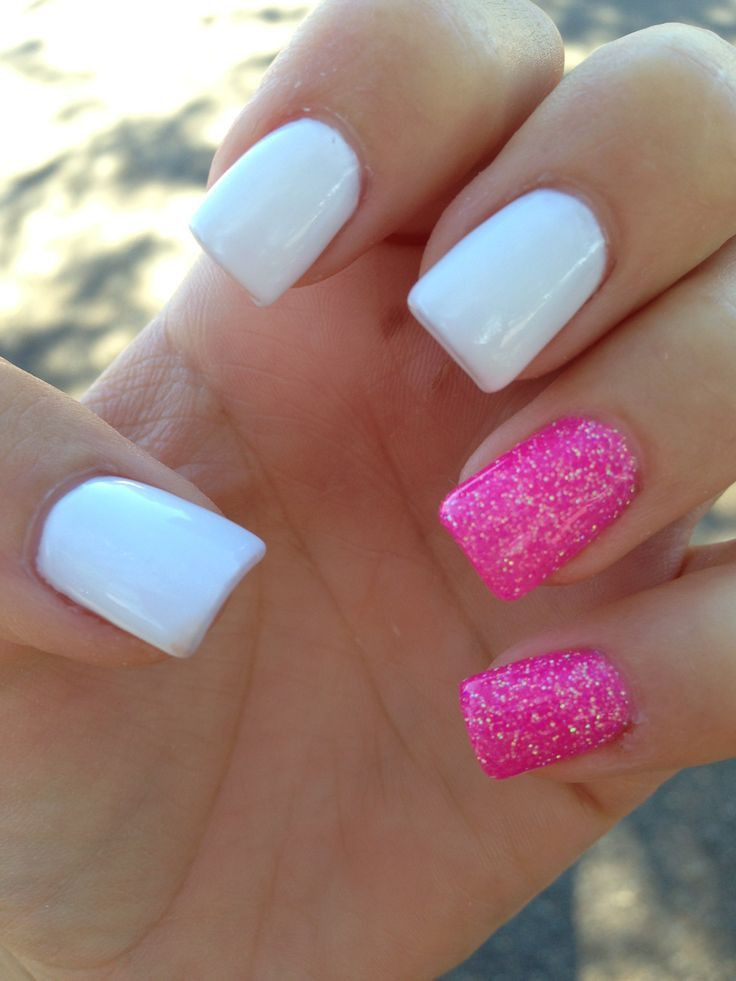 Pink And White Glitter Nails
 new acrylic nail designs 2016