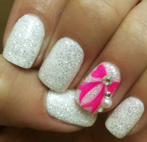 Pink And White Glitter Nails
 20 Glitter Nail Designs For The Everyday Gl