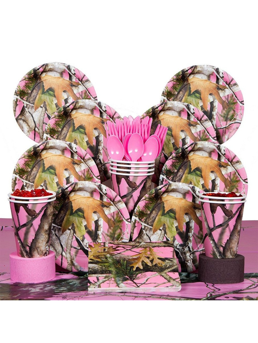 Pink Camo Wedding Decorations
 Pink Camo Deluxe Tableware Kit Serves 8 Wholesale Party