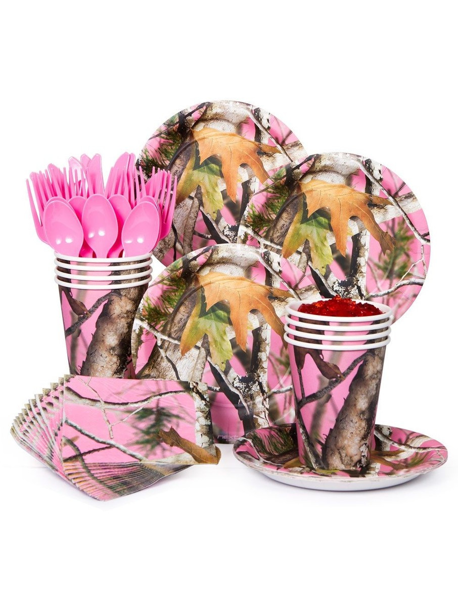 Pink Camo Wedding Decorations
 Pink Camo Party Standard Tableware Kit Serves 8