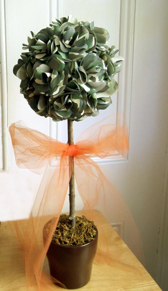 Pink Camo Wedding Decorations
 Camouflage Topiary Centerpiece with Hot Pink or Hunter Orange