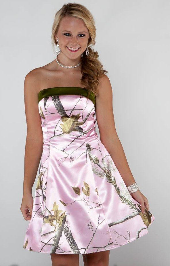 Pink Camo Wedding Dress
 Pink Camo Bridesmaid Dresses Short Realtree Camouflage