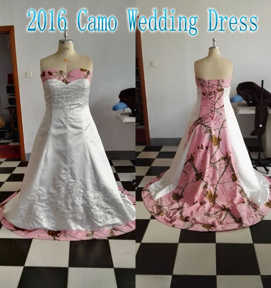 Pink Camo Wedding Dress
 Plus Size Pink Tree Camo Wedding Dress 2017 Camouflage