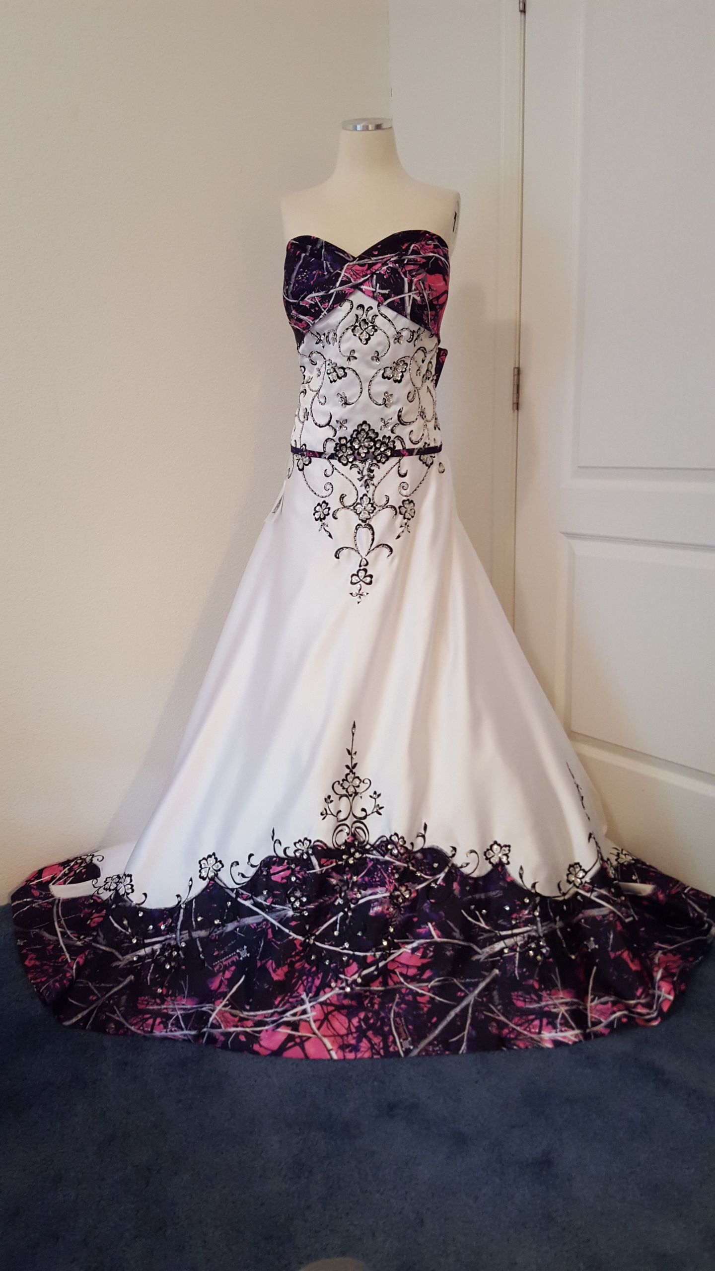 Pink Camo Wedding Dress
 ANITA wedding gown with Muddy Girl camo as the accent