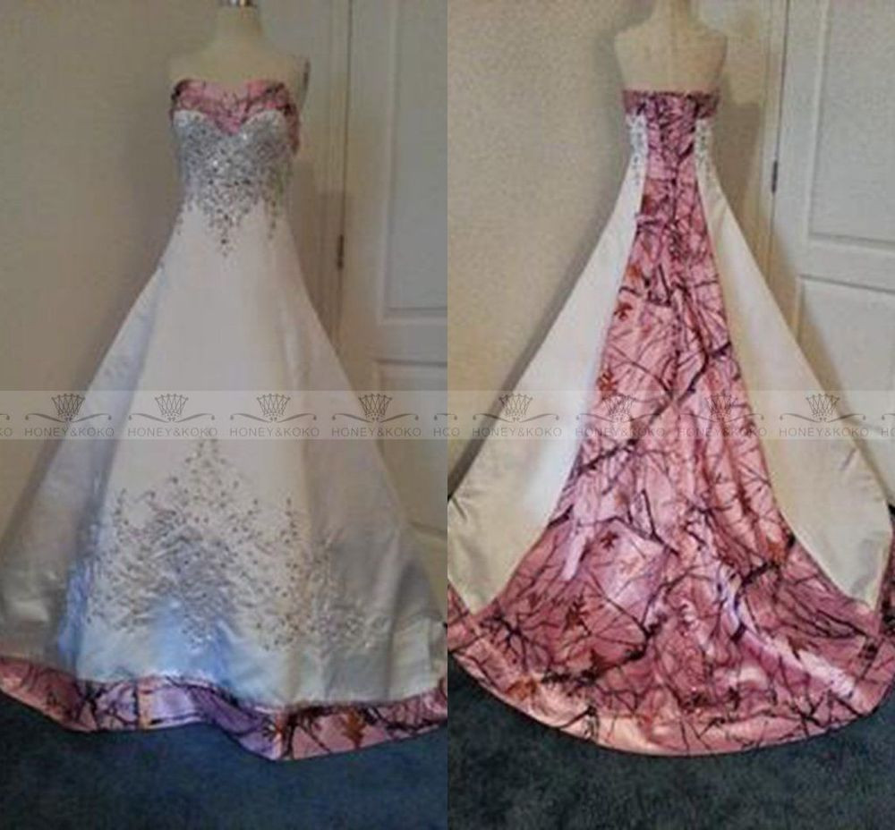 Pink Camo Wedding Dress
 Pink Camo Wedding Dresses Ball Gown Camouflage Embroidery