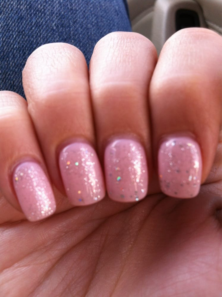 Pink Glitter Gel Nails
 Baby pink and silver glitter gel nails Yelp