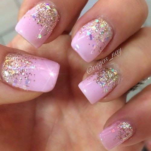 Pink Glitter Gel Nails
 princess nails nails in 2019