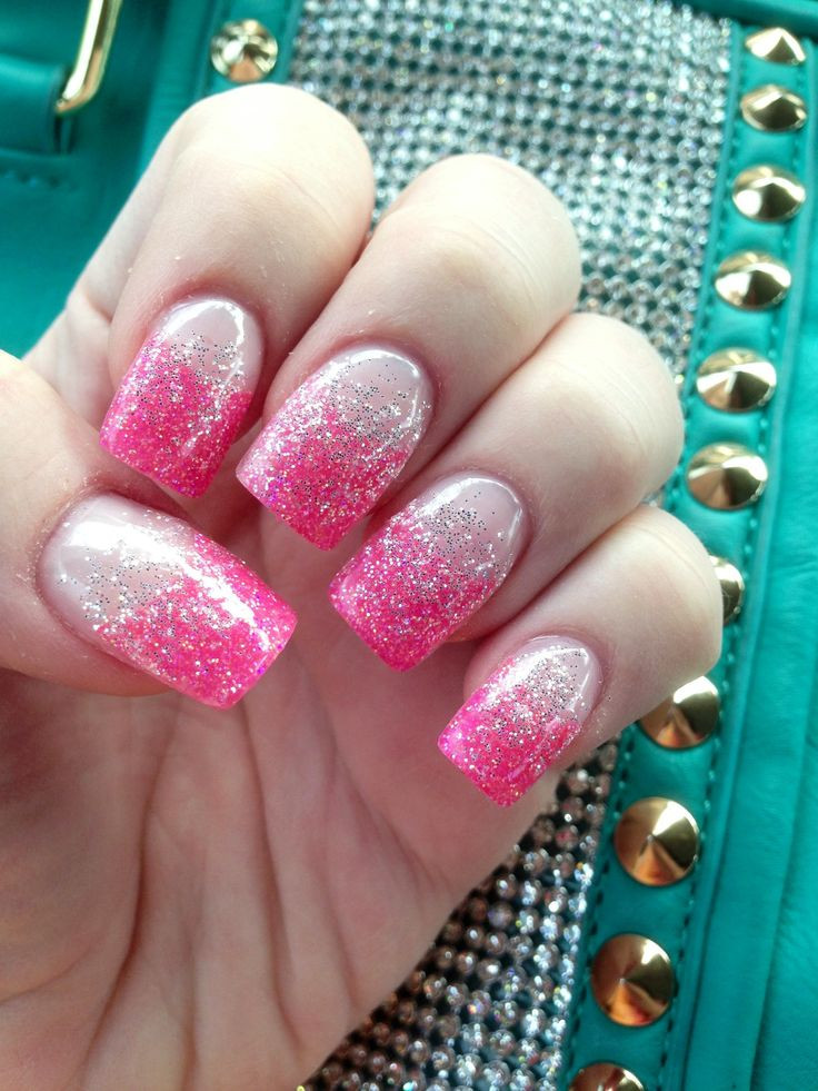 Pink Glitter Gel Nails
 Pin on My Nails