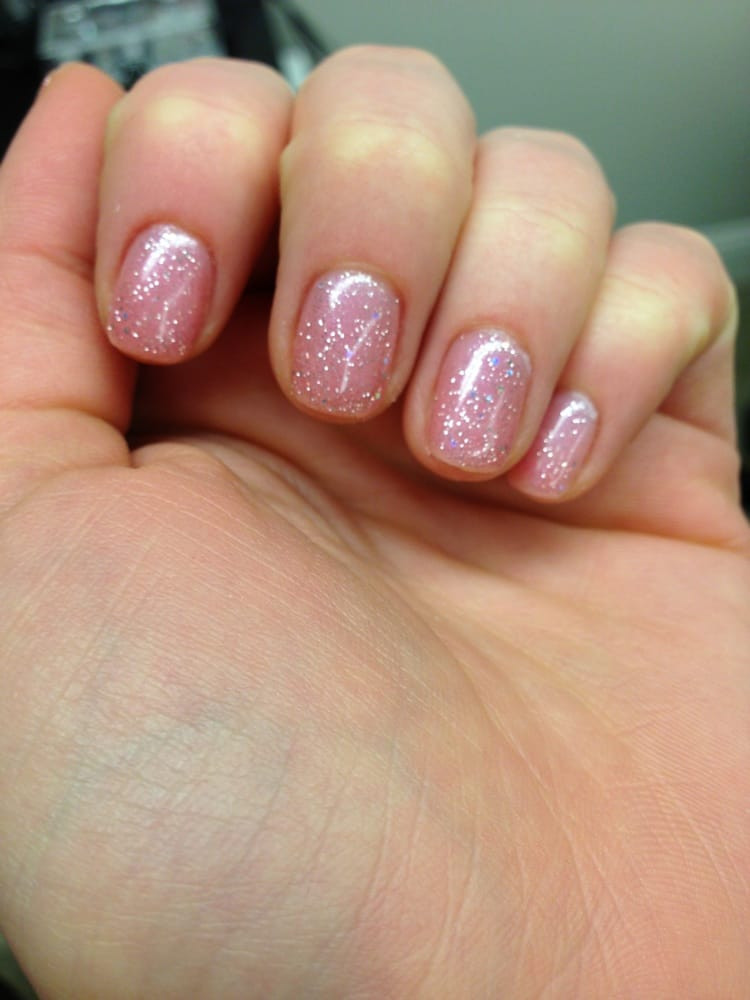 Pink Glitter Gel Nails
 Pink glitter gel manicure by Jennifer