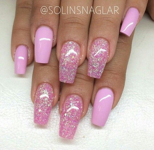 Pink Glitter Nails
 Pinterest NewWaves Nails in 2019