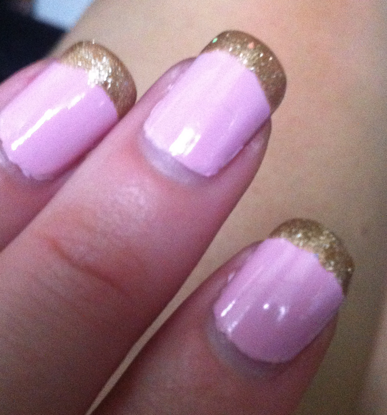 Pink Glitter Nails
 Nenta s Frivolity Baby Pink Nails with Gold Glitter Tips