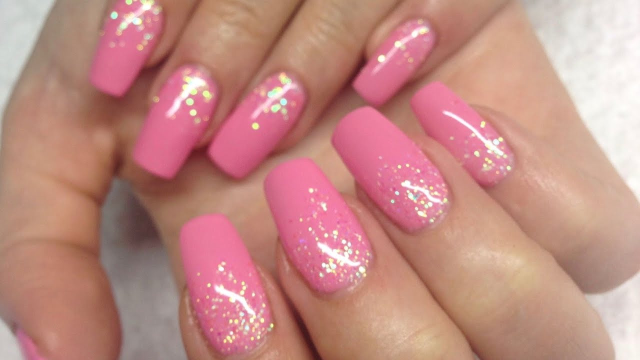 Pink Glitter Nails
 How to Pink Gelnails w falling glitter