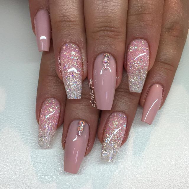 Pink Nail Designs With Diamonds
 Pin by Tina Rease on Nails in 2019