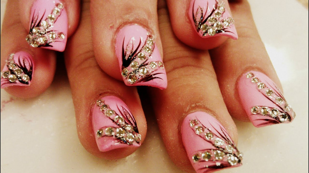 Pink Nail Designs With Diamonds
 HOW TO DIAMOND NAIL ART PINK COLOR