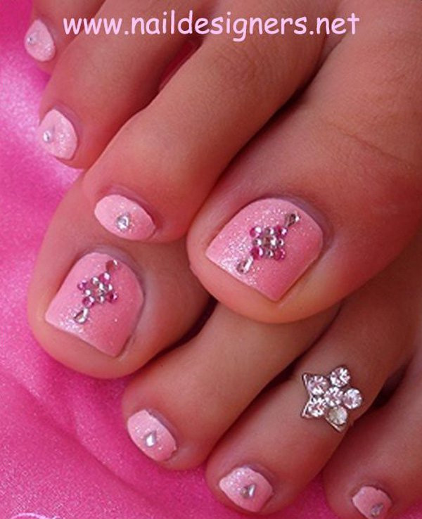 Pink Nail Designs With Rhinestones
 40 Pink Toe Nail Art Design Ideas