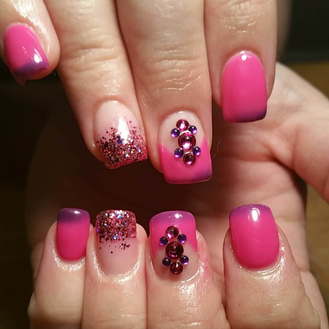 Pink Nail Designs With Rhinestones
 60 Best Pink Acrylic Nail Art Designs