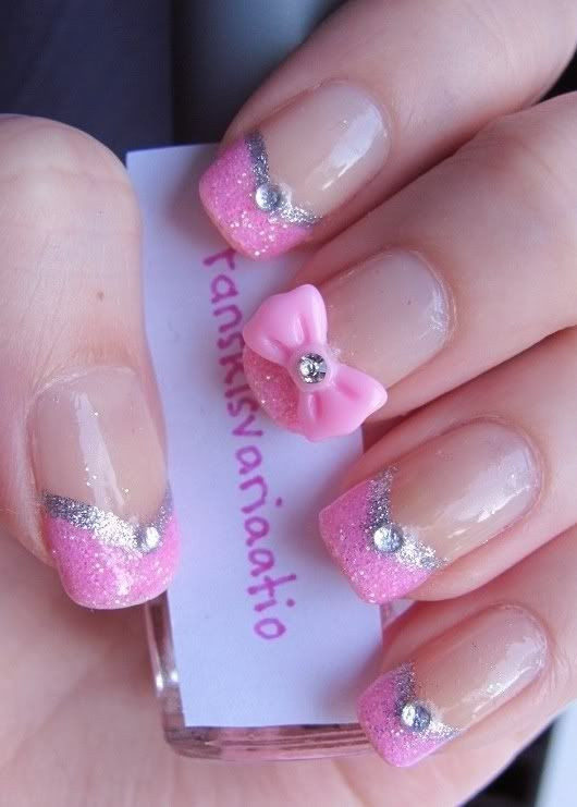 Pink Nail Designs With Rhinestones
 If it s pink & sparkley WE WANT IT Pretty pink nail