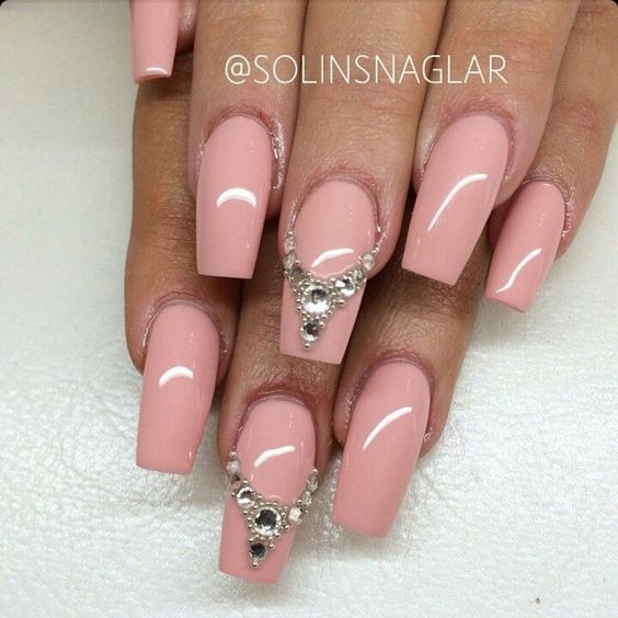 Pink Nail Designs With Rhinestones
 Top 45 Amazing Light Pink Acrylic Nails