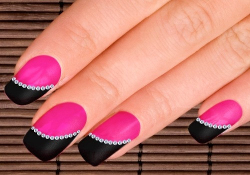 Pink Nail Designs With Rhinestones
 19 Dazzling Nail Art Design Ideas with Rhinestones