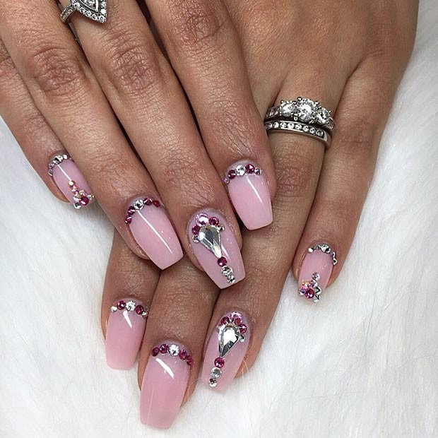 Pink Nail Designs With Rhinestones
 50 Best Nail Art Designs from Instagram – Page 21