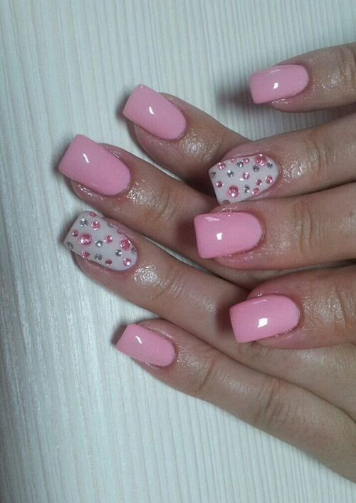 Pink Nail Designs With Rhinestones
 nail ideas ideas