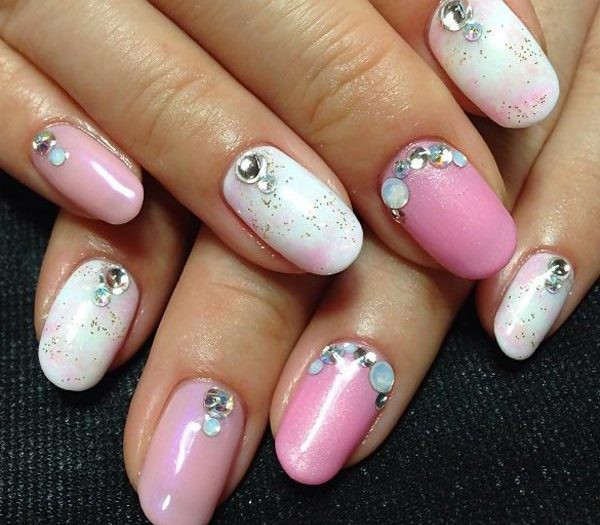 Pink Nail Designs With Rhinestones
 50 Cute Pink and White Nails Designs Worth Stealing