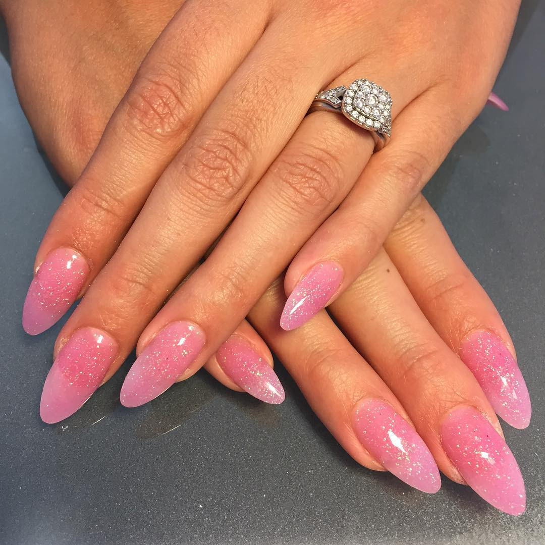 Pink Nails With Glitter
 25 Pink Acrylic Nail Art Designs Ideas