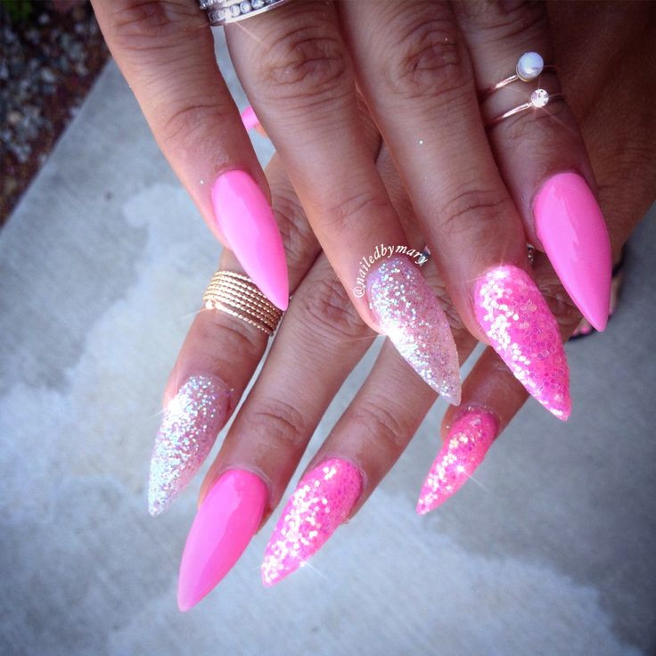 Pink Nails With Glitter
 The 25 best Pink glitter nails ideas on Pinterest