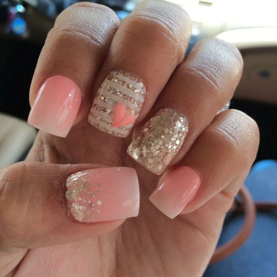 Pink Nails With Glitter
 37 Beautiful Pink Glitter Nail Art Ideas
