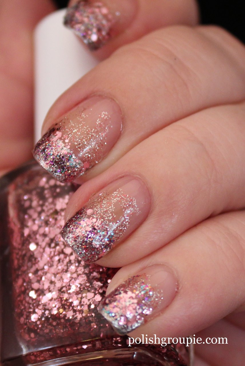 Pink Nails With Glitter
 Polish Us Pink – Pink Glitter Gra nt