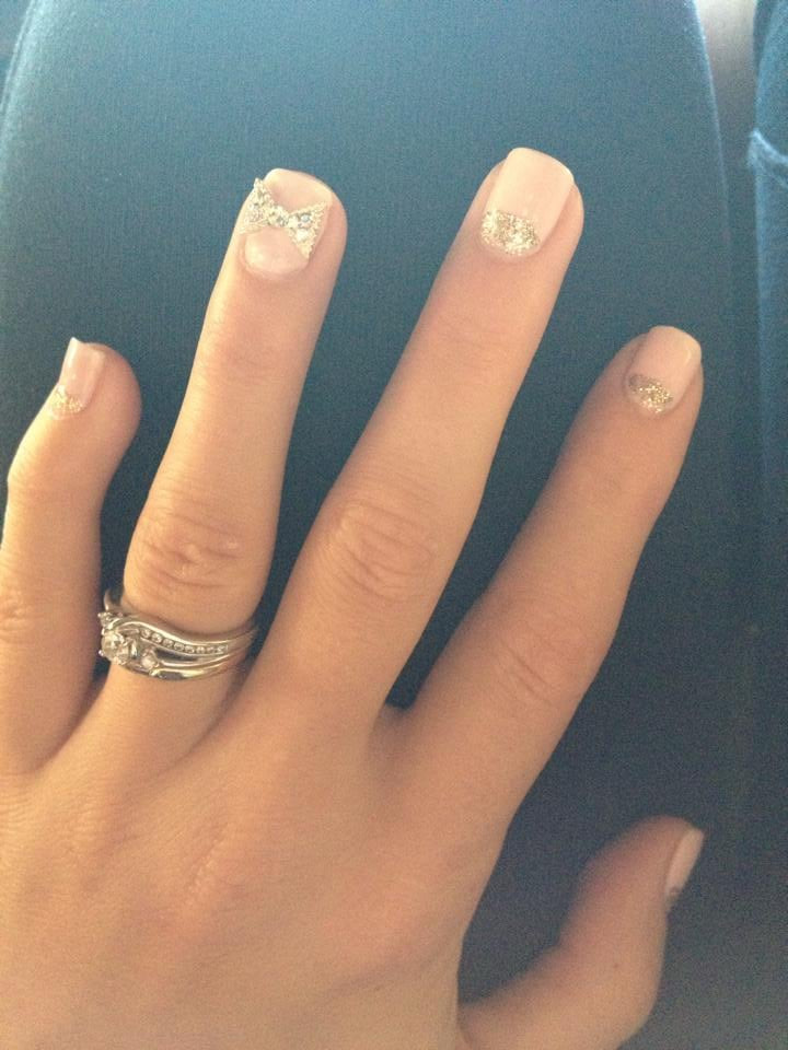 Pink Wedding Nails
 My wedding nails Baby pink reverse french with glitter